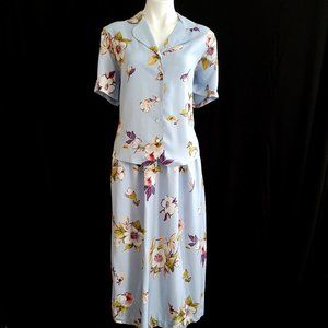 Vintage Lavender Floral Skirt Set